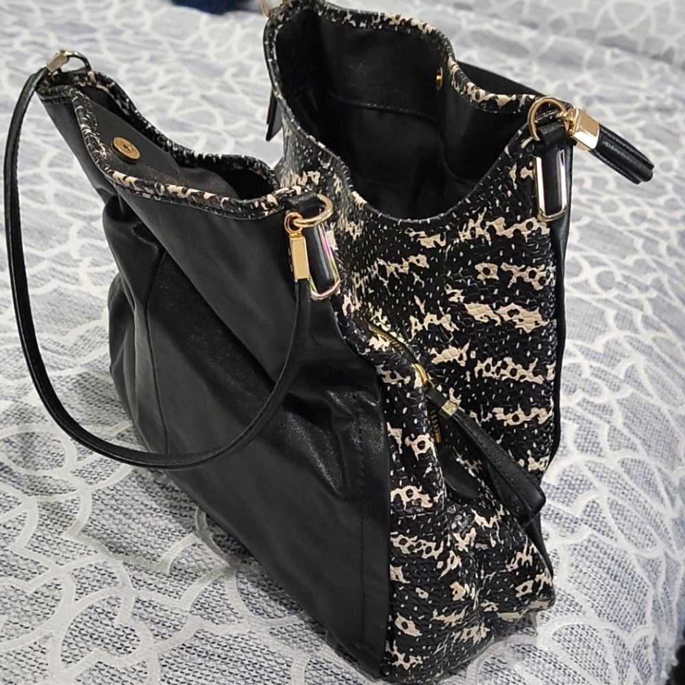 Coach Purse black with snake pattern